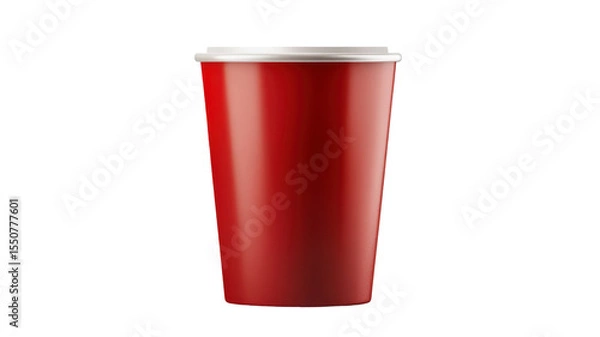 Obraz Title: Red Paper Drinking Cup Isolated on White Background