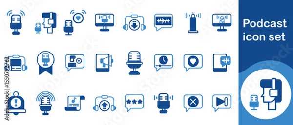 Fototapeta Podcast web icons set styleshare, seo, creation, digital, audience, website, partnership, solid, blogging, social, author, community, icon, article, marketing, vlogger and more