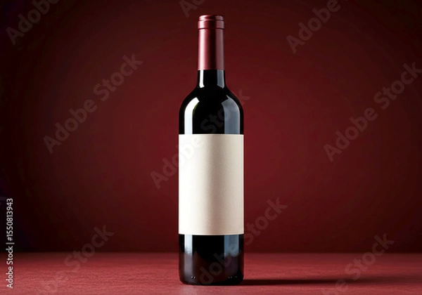 Obraz Wine Bottle Mockup with Blank Label. Packaging Display
