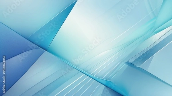 Fototapeta A futuristic abstract corporate background filled with soft, calming light blue hues, ranging from pale sky blue to gentle cerulean, and adorned with intricate geometric lines in a combination of thin