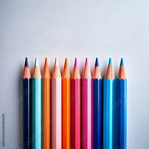 Obraz Lápices de colores ordenados sobre fondo blanco