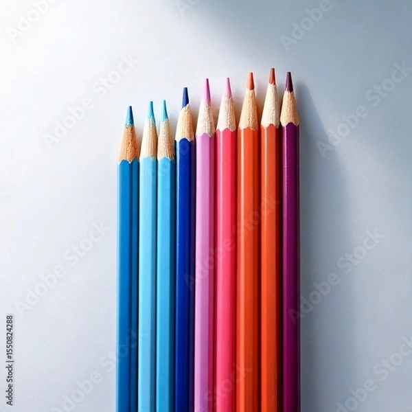 Obraz Lápices de colores ordenados sobre fondo blanco