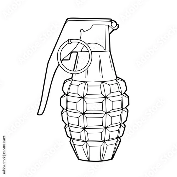 Obraz military hand grenade outline vector