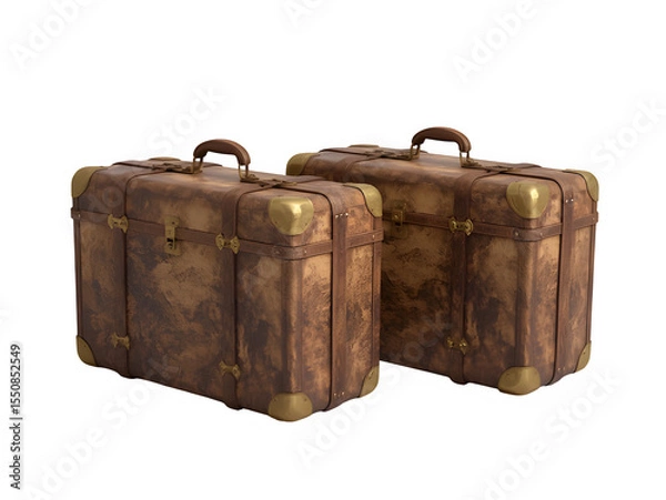 Fototapeta Pair of suitcases - Travel concept. Suitcase isolated on transparent png - 3d illustration. Generated with AI 
