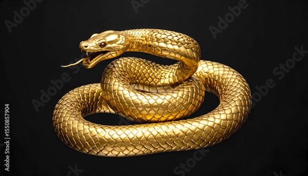 Obraz golden snake on black background