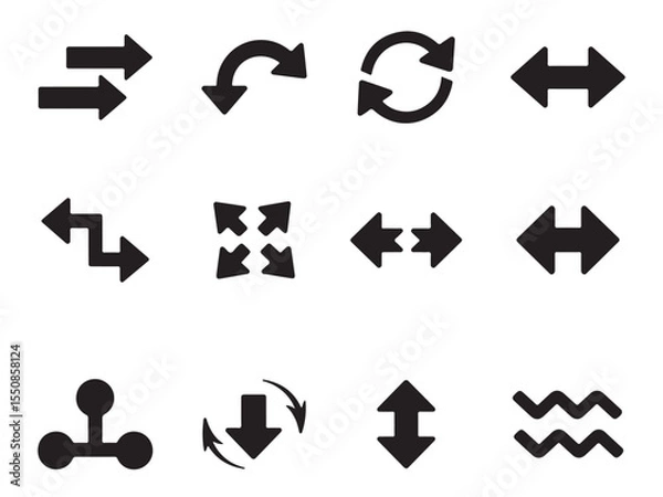 Obraz A collection of various arrow icons, suitable for user interface (UI) and user experience (UX) design vector art on white