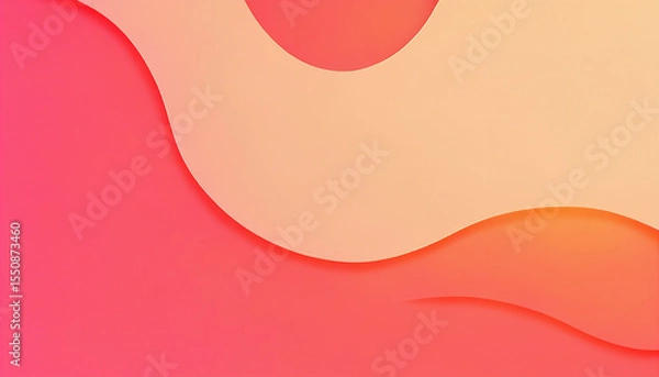 Obraz Abstract Layered Curves in Warm Pink and Orange, Soft Gradient Paper-Cut Design