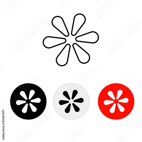 Obraz patterned round vector icons, line icons, colored icons using round buttons with red black and white colors