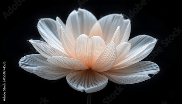 Fototapeta Delicate Petals of a Luminous Flower Emerge from Darkness
