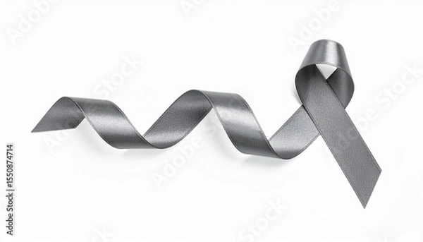 Obraz Isolated Gray ribbon on White Background with Copyspace 