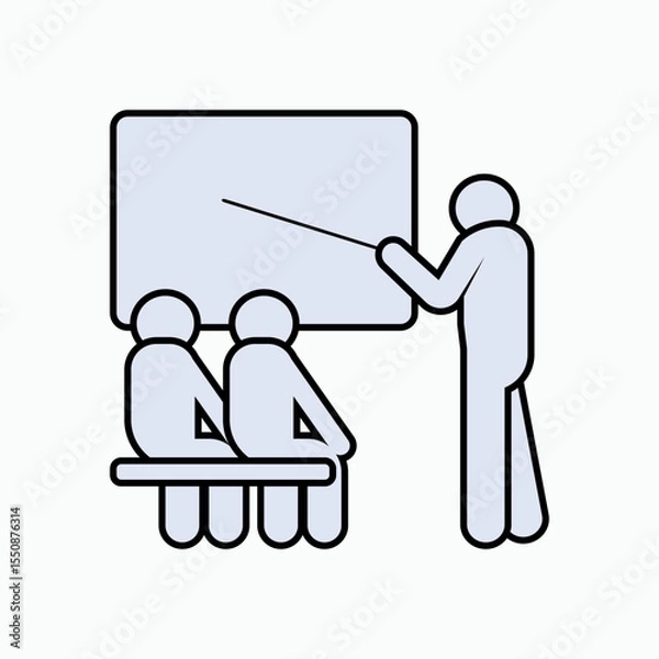 Obraz Teacher and Students. Mentoring, Learning icon. Briefing, Presenting. 