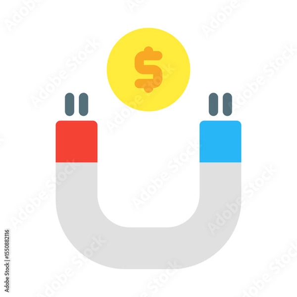 Fototapeta money attraction. This is a vector single icon with a flat style. Suitable for any purpose, such as website design, mobile app design, logo design, pattern design, etc.
