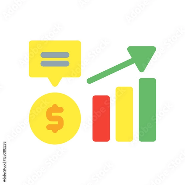 Fototapeta qualitative financial research. This is a vector single icon with a flat style. Suitable for any purpose, such as website design, mobile app design, logo design, pattern design, etc.
