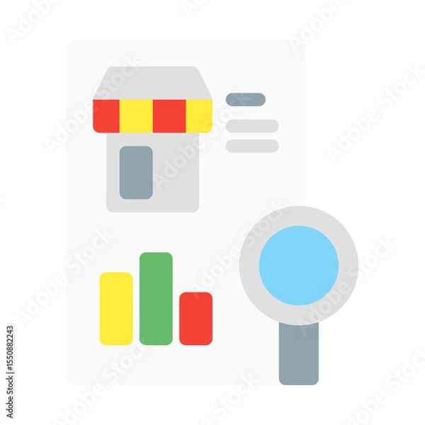 Fototapeta quantitative market research. This is a vector single icon with a flat style. Suitable for any purpose, such as website design, mobile app design, logo design, pattern design, etc.