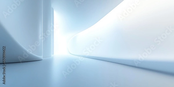 Fototapeta Futuristic abstract background. Soft blue color tone. Smooth light, abstract shape, curve line, fade color gradient. Nobody empty space in modern room suit for future technology background