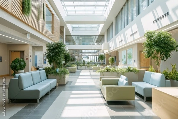 Obraz Modern Lobby with Natural Light and Plants