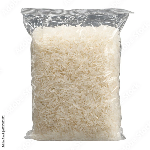 Obraz Close-up of a bag filled with healthy, raw white rice grains, showcasing natural texture and an organic meal ingredient