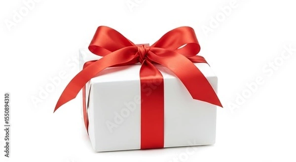 Fototapeta Gift box with red ribbon and bow