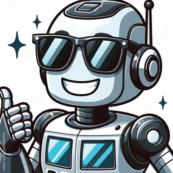 Fototapeta Cool Robot with Sunglasses, AI, Technology, Future