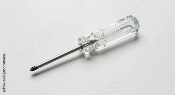 Fototapeta Small transparent screwdriver on white background