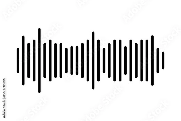 Obraz Black sound wave vector icon representing audio frequency or digital voice signal. Simple and minimal design.