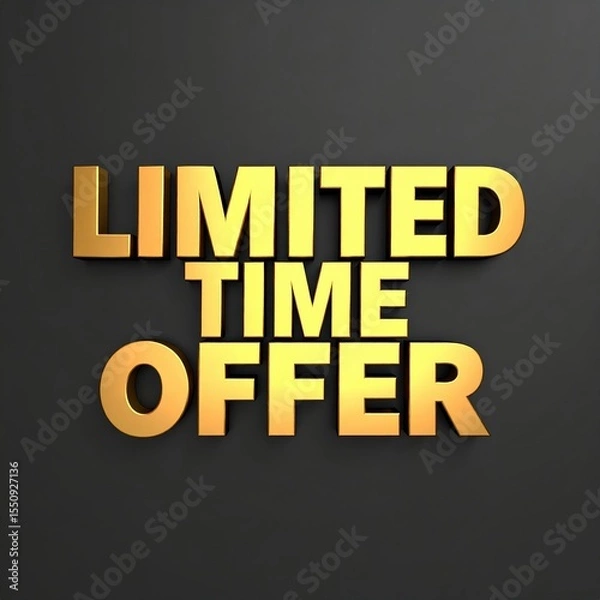 Fototapeta Golden text on dark background highlighting a limited time offer, emphasizing urgency in business promotions.
