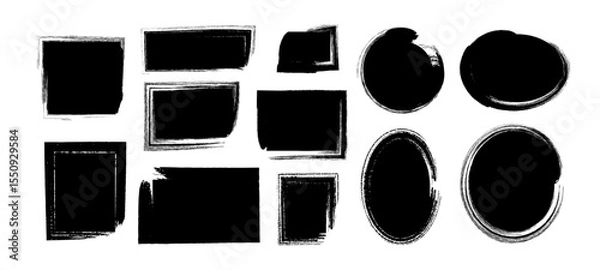 Fototapeta Grunge style backgrounds set, Paintbrush design elements, Hand drawn Grunge texture, label and badge, vector illustrator	