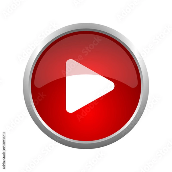Obraz transparent png 3D image of red video play button with rounded triangle icon