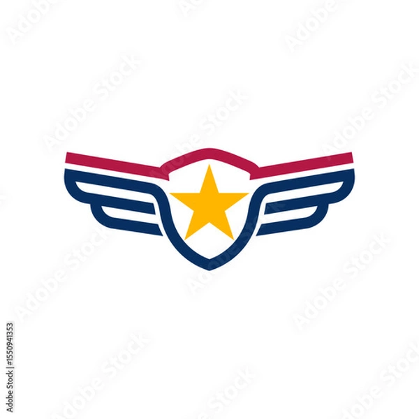 Obraz American shield with wings logo template