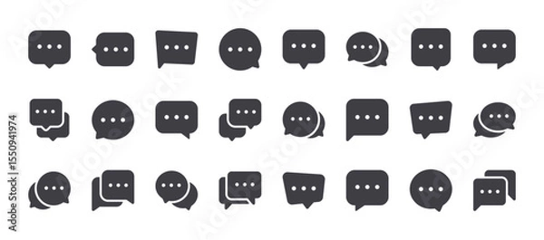 Fototapeta Chat bubble icon set. Solid web icons. Vector illustration