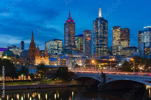 Obraz Melbourne cityscape at night
