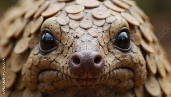 Obraz Close-up of a unique pangolin with scale-covered body in nature  
