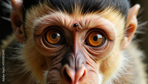 Obraz Close-up of a monkey with large eyes looking at the camera  