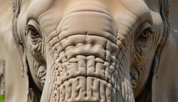 Obraz Elephant close-up showing textured skin and attentive expression  