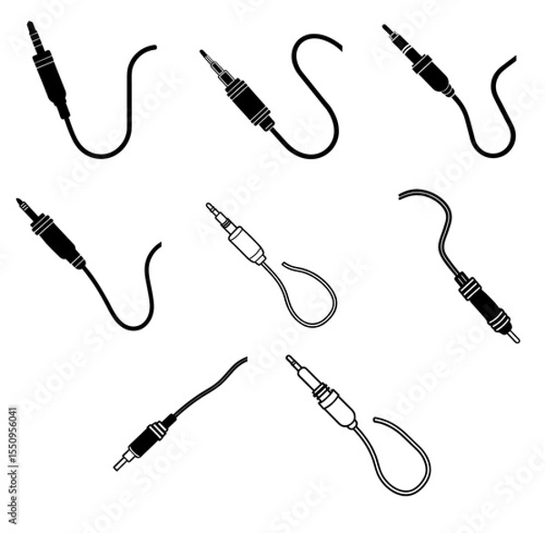 Obraz audio cable icon or Phone connector set.