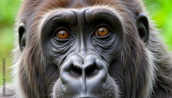 Obraz Close-up of a gorilla with expressive eyes in natural habitat  