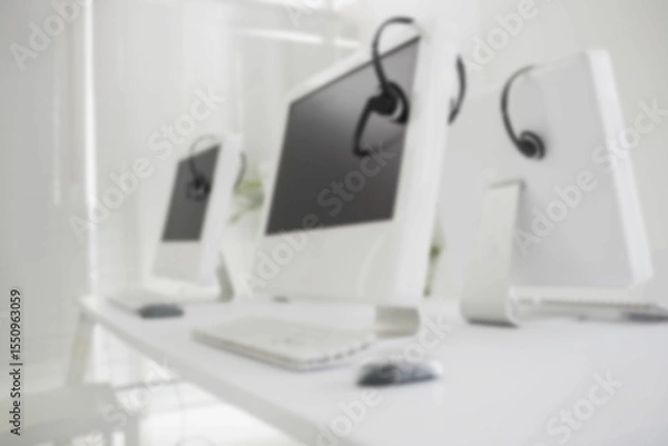 Obraz Close-up of computers on table in office