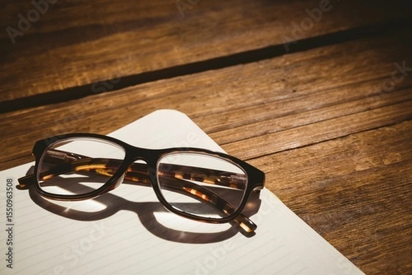 Obraz Black eyeglasses on table