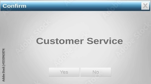 Obraz Flat confirm dialog is appearing with Customer Service and Yes or No buttons on transparent backgrou