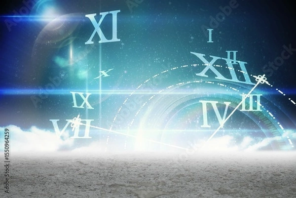 Obraz Roman numeral clock in desert