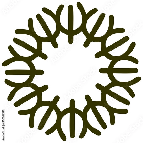 Fototapeta Abstract Circular Organic Shape with Branching Tentacles in Green Vector Style