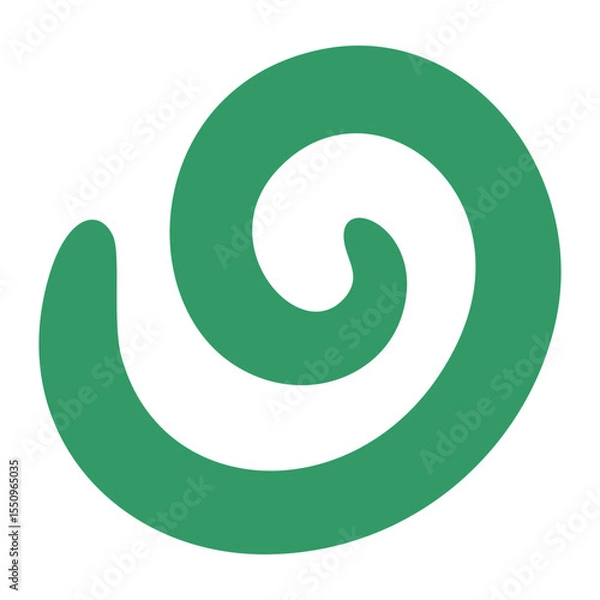 Fototapeta Minimal Green Spiral Circle Icon in Hand-Drawn Decorative Style