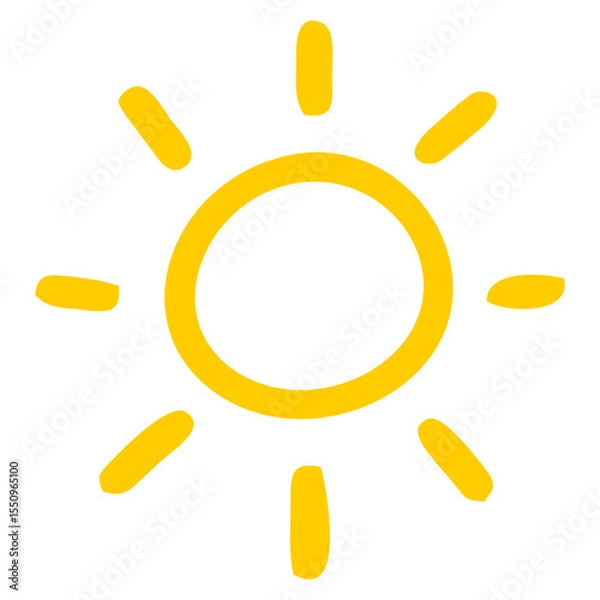 Fototapeta Yellow Sun Icon with Radiating Lines in Minimal Vector Style
