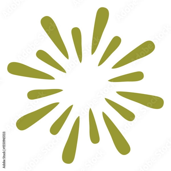 Fototapeta Circular Doodle Pattern with Olive Green Organic Rounded Petals