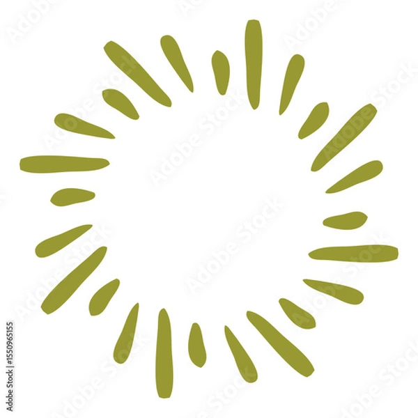 Fototapeta Olive Green Organic Burst Shape with Petal-Like Lines in Vector Style