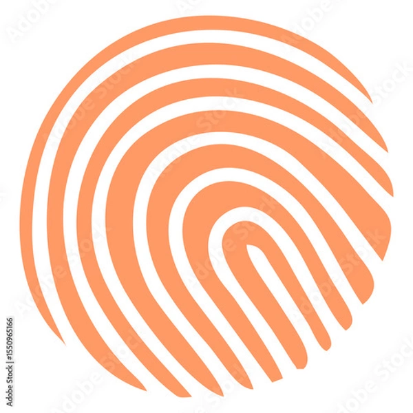 Fototapeta Orange Spiral Fingerprint Style Abstract Icon with Handdrawn Vector Lines