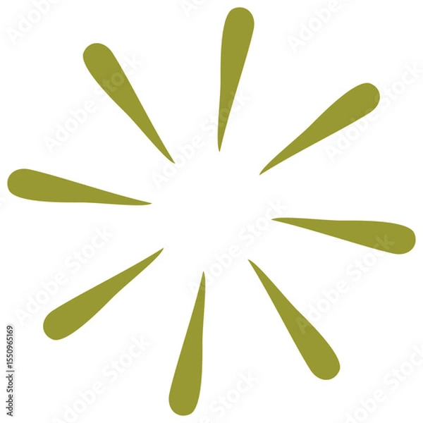 Fototapeta Green Abstract Starburst Shape with Radiating Petals in Minimal Vector Design