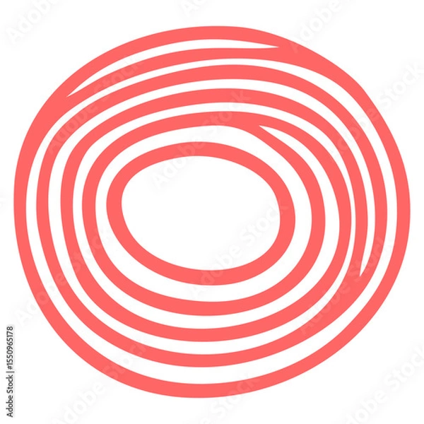 Fototapeta Red Circular Doodle in Handdrawn Spiral Style with Minimalist Vector Design