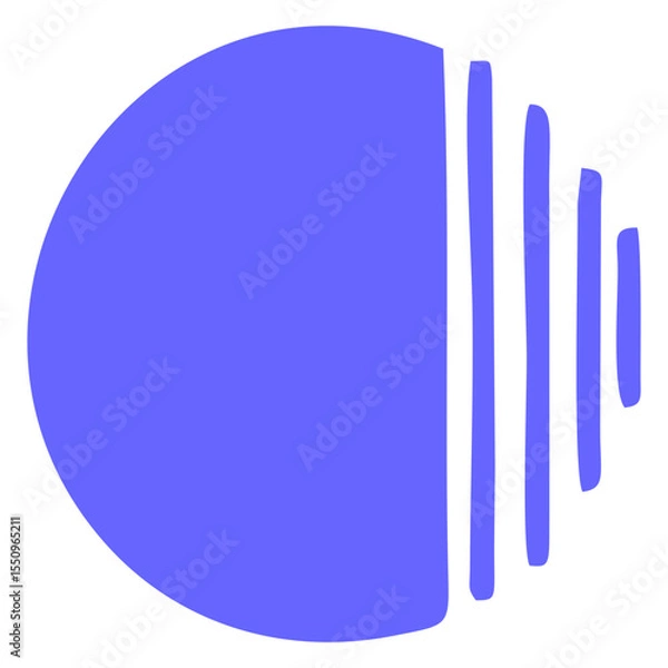 Fototapeta Blue Circle Split with Vertical Lines in Minimalist Geometric Vector Design