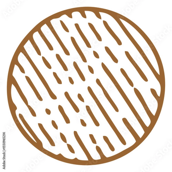Fototapeta Brown Abstract Circle with Irregular Dash Pattern in Handdrawn Vector Style